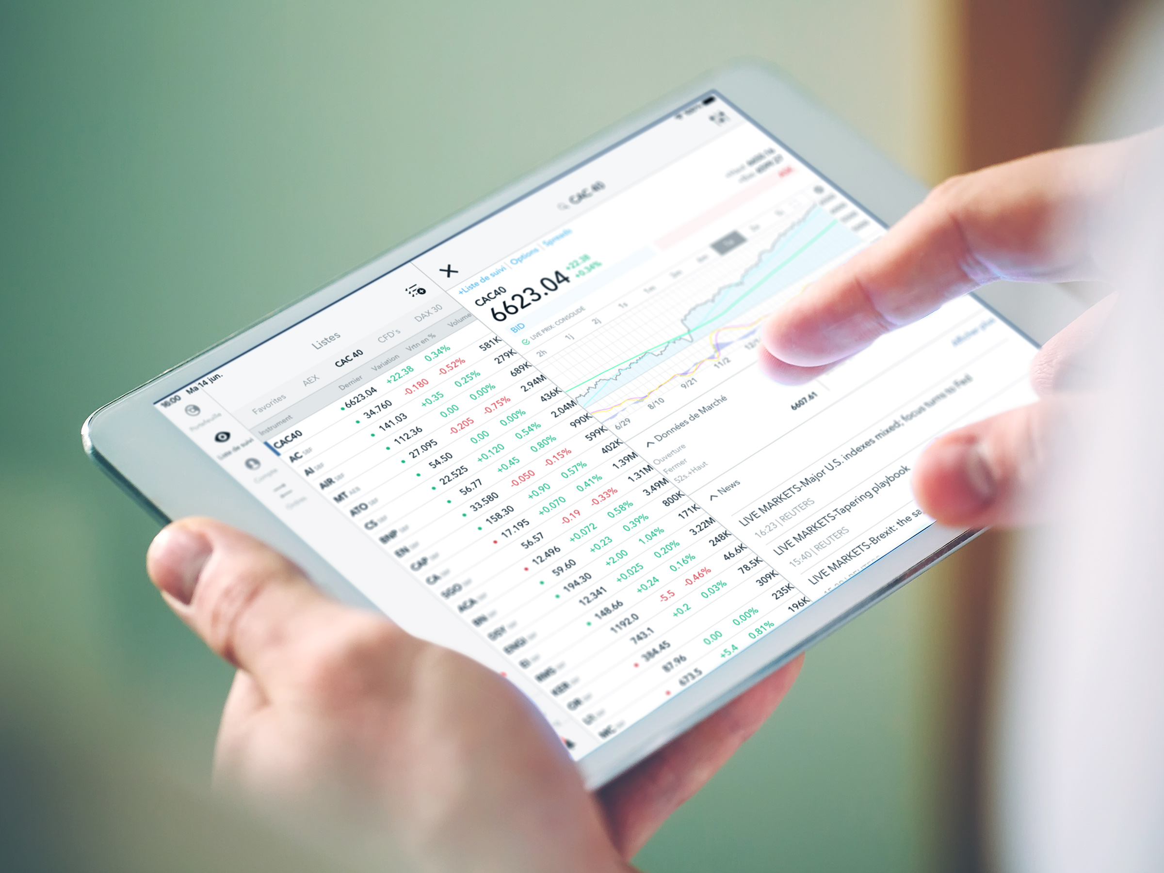Des transactions faciles et patriques avec l'application de trading pour iPad