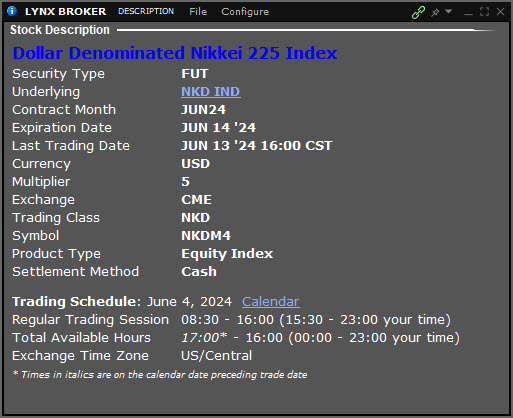 futures Nikkei - Nikkei 225 Futures - contract specs