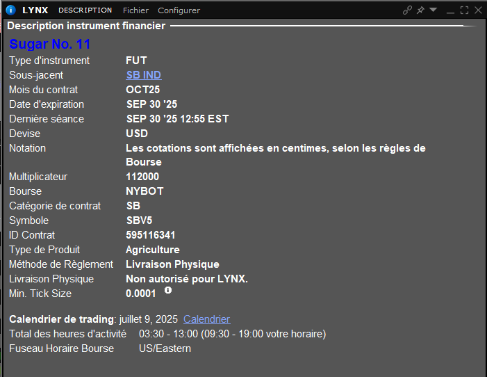 future sur le sucre - Sugar No. 11 Future (SB) future sur le sucre - Sugar No. 11 Future (SB)